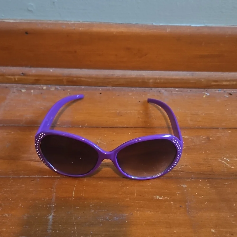 Purple Sunglasses with Rhinestone Accents